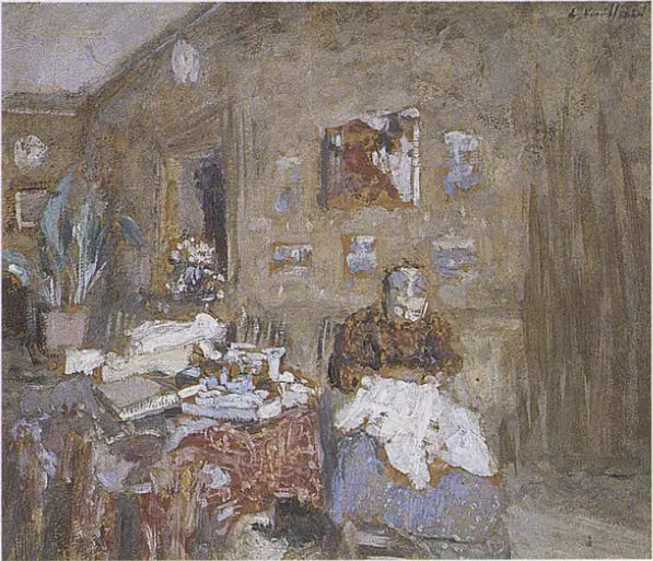Madame Vuillard naait - Édouard Vuillard