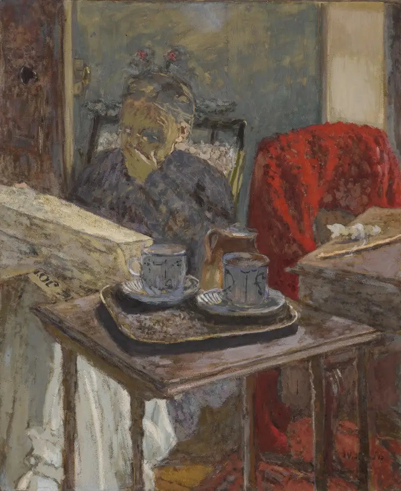 Madame Vuillard lezend in de krant - Édouard Vuillard