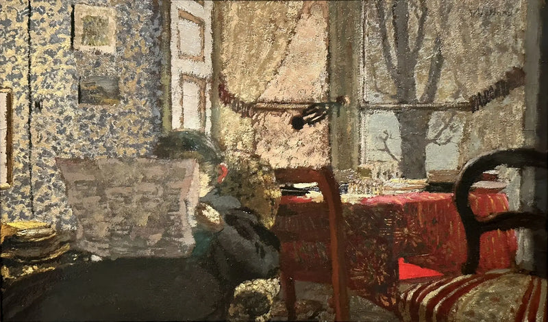 Madame Vuillard lezend de krant - Édouard Vuillard
