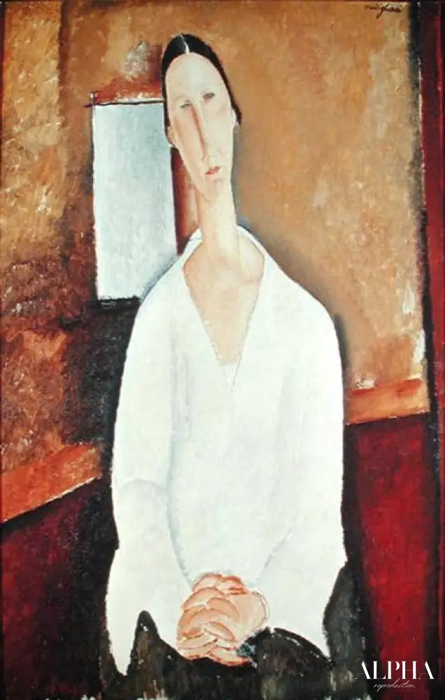 Madame Zborowska aux mains jointes - Amadeo Modigliani - Reproductions de tableaux et peintures haut de gamme