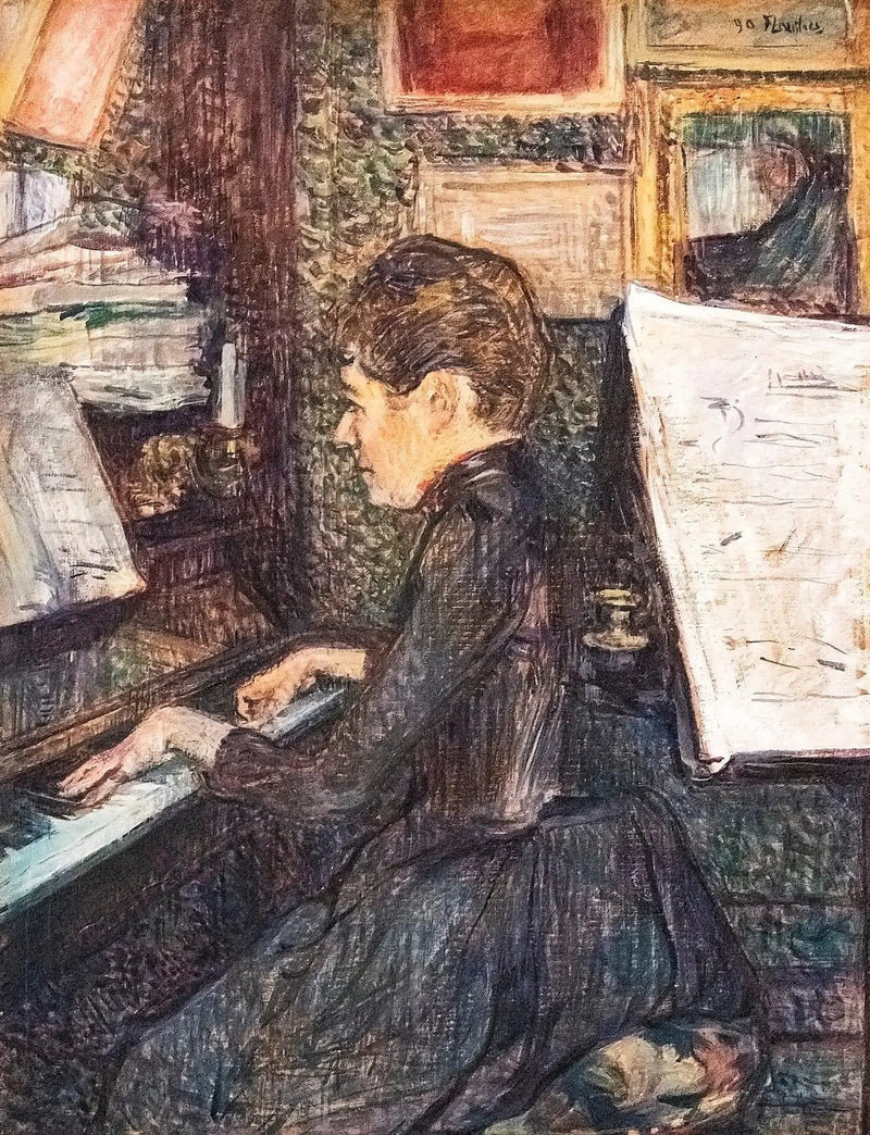 Mevrouw Dihau aan de piano - Henri de Toulouse-Lautrec