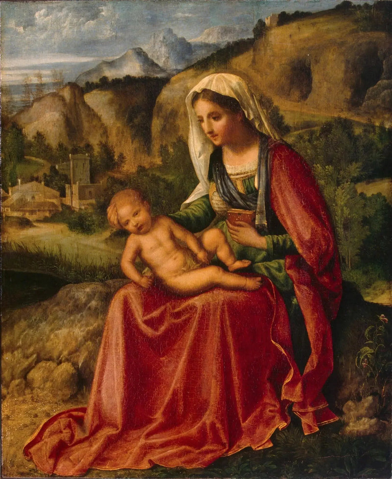 Madonna met Kind in een landschap - Giorgione