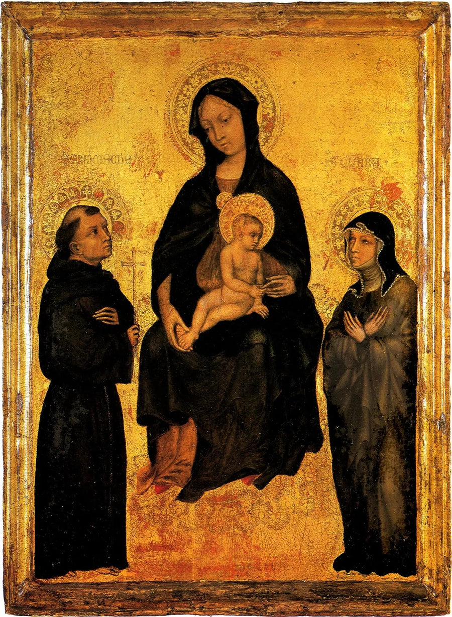 Madonna met Kind in glorie tussen de heiligen Franciscus en Clara - Gentile da Fabriano