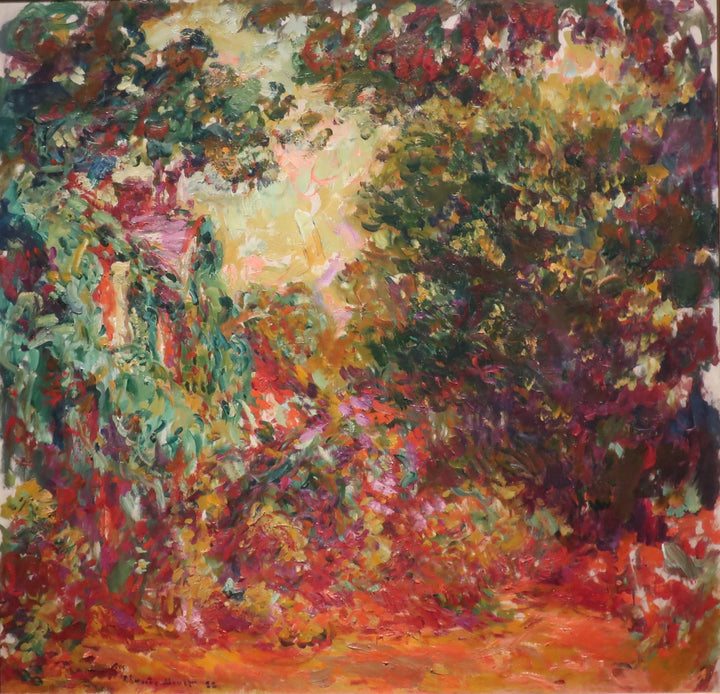 Het Kunstenaarshuis gezien vanuit de rozentuin - Claude Monet