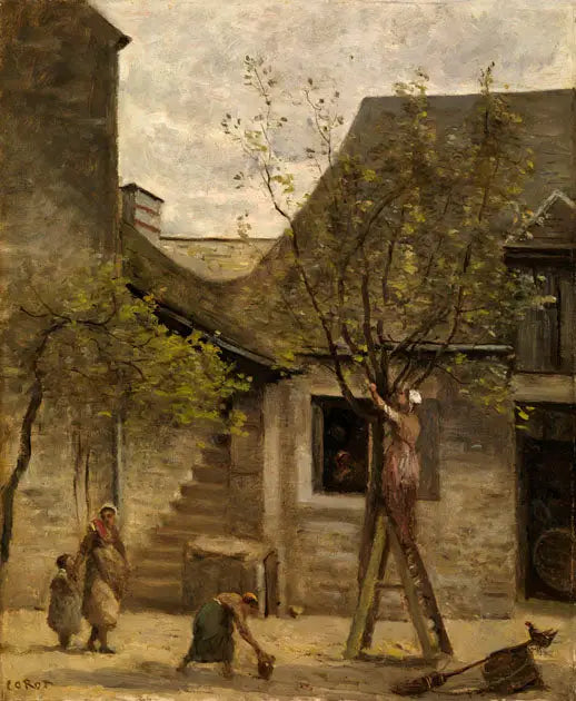 Boerderij van boeren in Fontainebleau - Jean-Baptiste Camille Corot