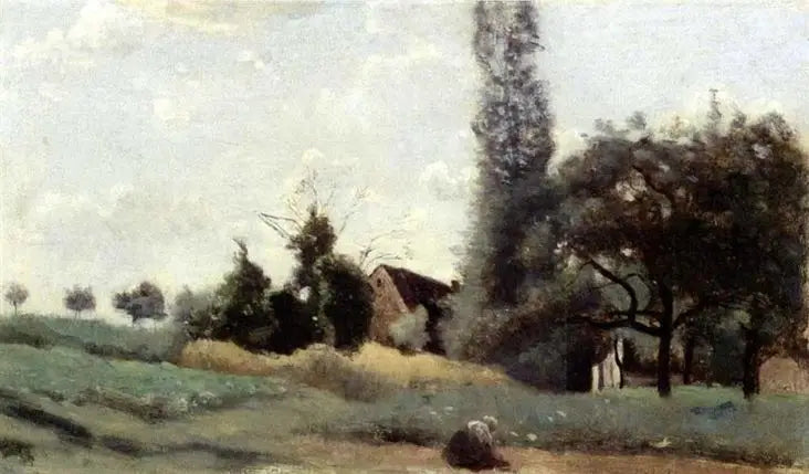 Huizen in Marcoussis - Jean-Baptiste Camille Corot