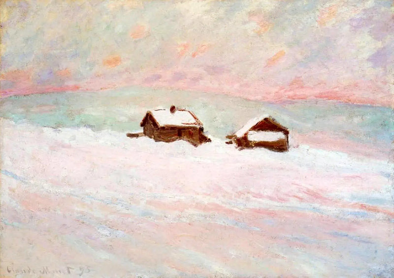 Huisjes in de sneeuw, Noorwegen - Claude Monet