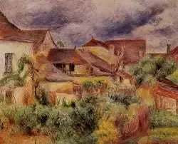 Dorpshuizen, rode daken (Essoyes) - Pierre-Auguste Renoir