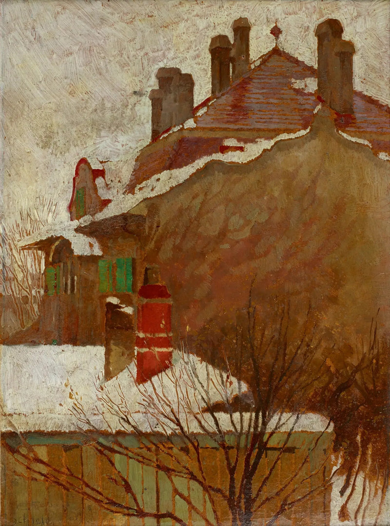 Huizen in de winter (uitzicht vanuit de studio) - Egon Schiele