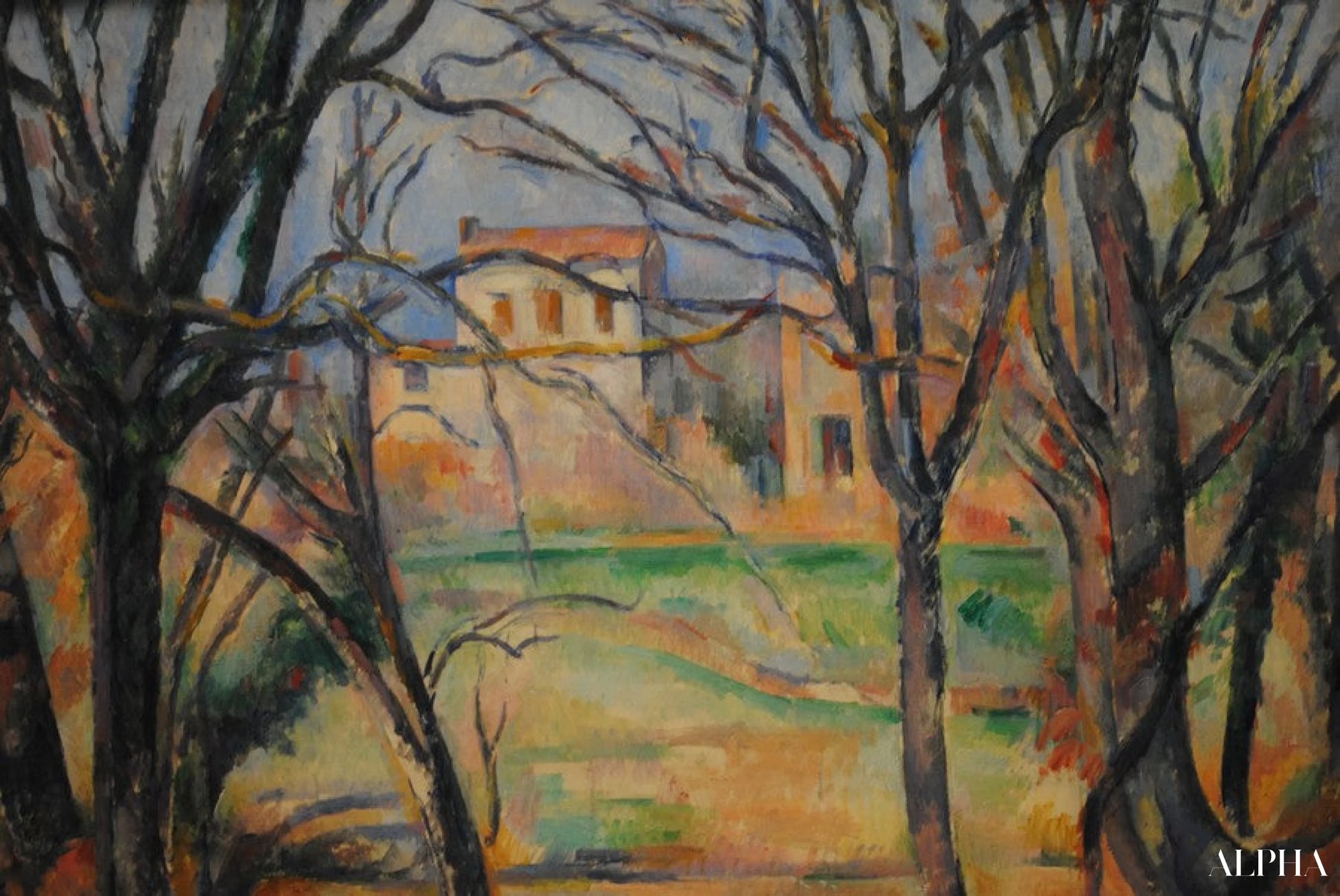 Huizen en bomen - Paul Cézanne - Reproducties van schilderijen en hoogwaardige schilderijen