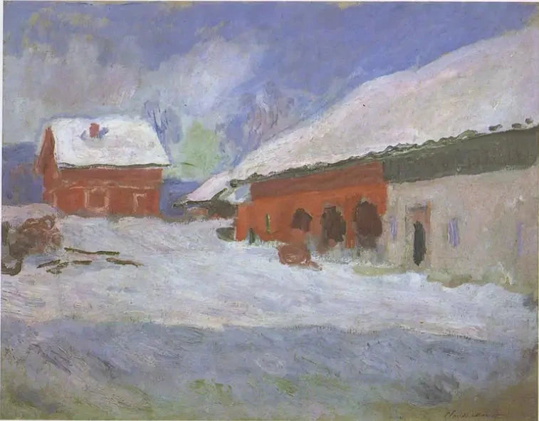 Noorwegen, de rode huizen in Björnegaard - Claude Monet