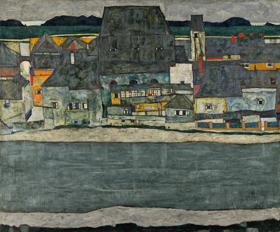 Huizen aan de rivier (de oude stad) - Egon Schiele