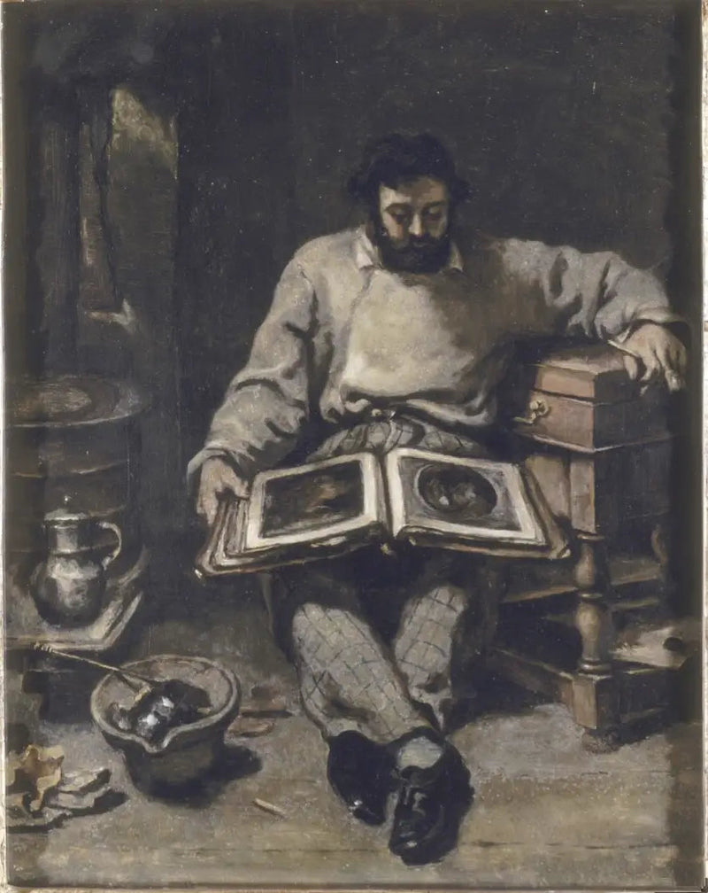 Marc Trapadoux die een prentenboek bekijkt - Gustave Courbet