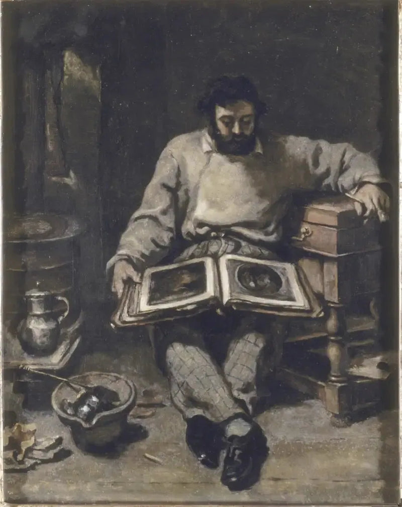 Marc Trapadoux die een prentenboek bekijkt - Gustave Courbet