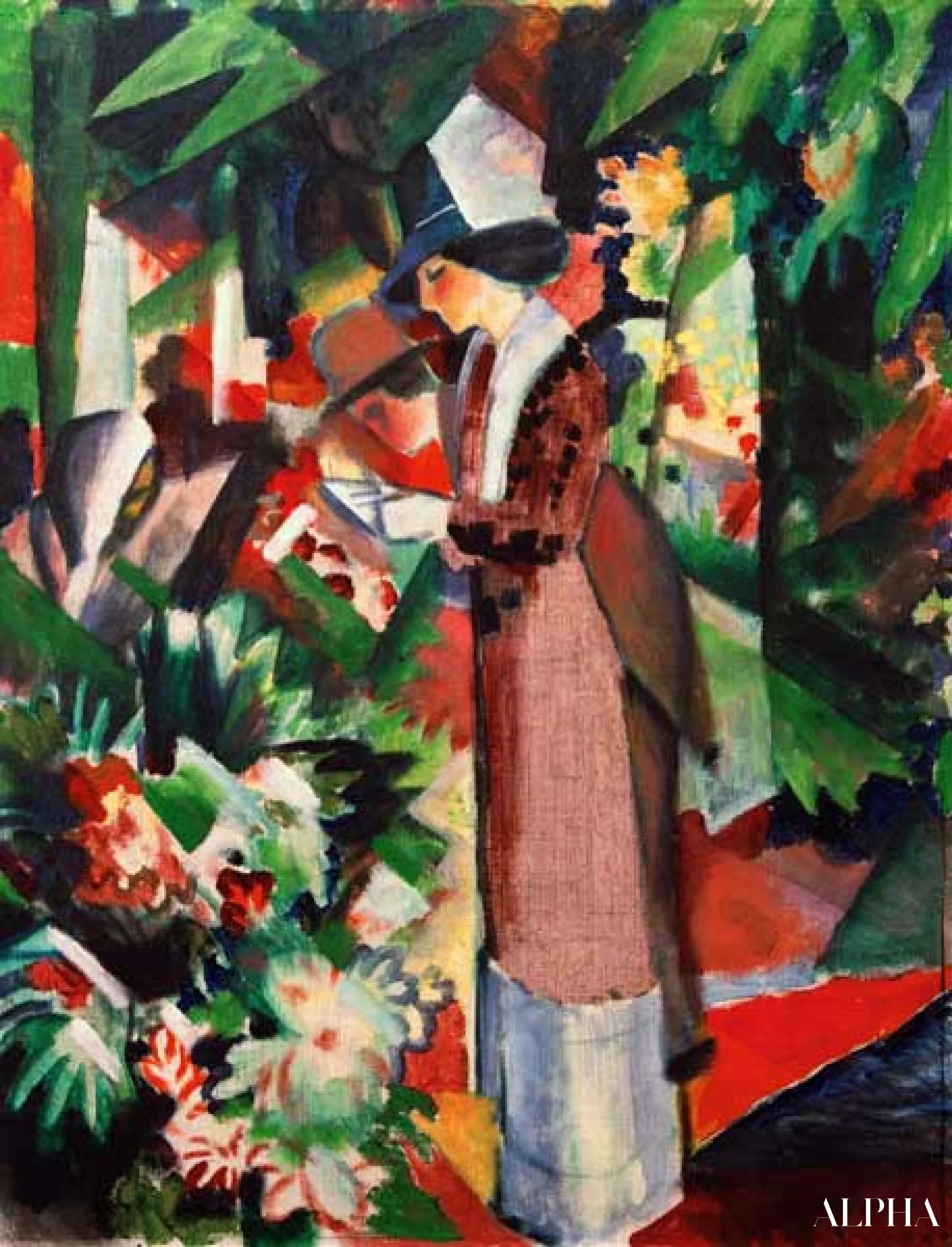 Loop in de bloemen - August Macke - Reproducties van schilderijen en hoogwaardige schilderijen