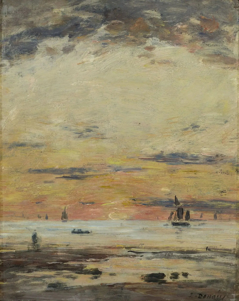 Laag water zonsondergang - Eugène Boudin
