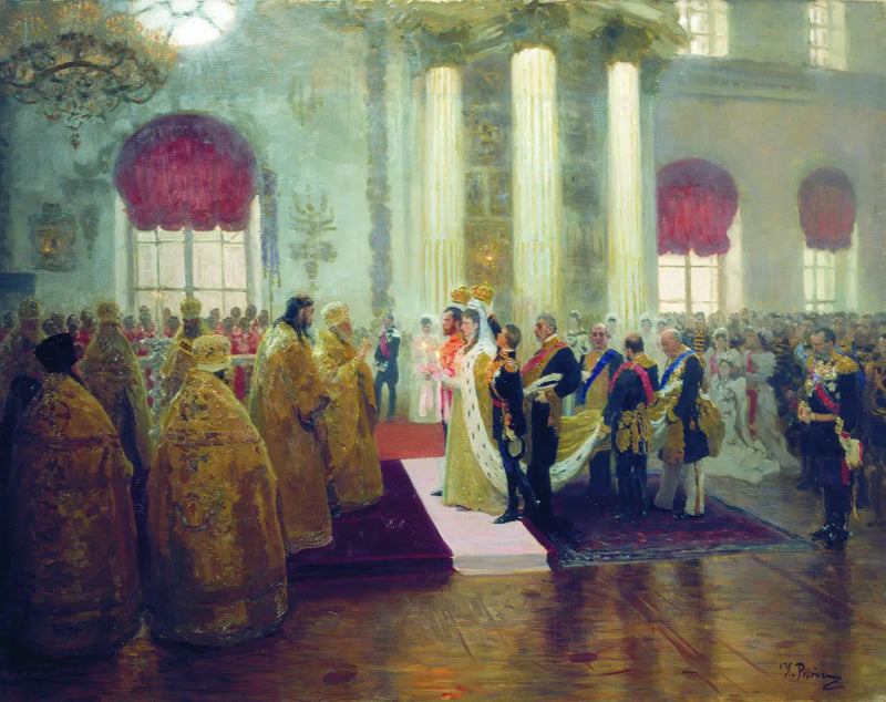 Huwelijk van Nicolas II en grootvorstin Alexandra Feodorovna. - Ilya Repin