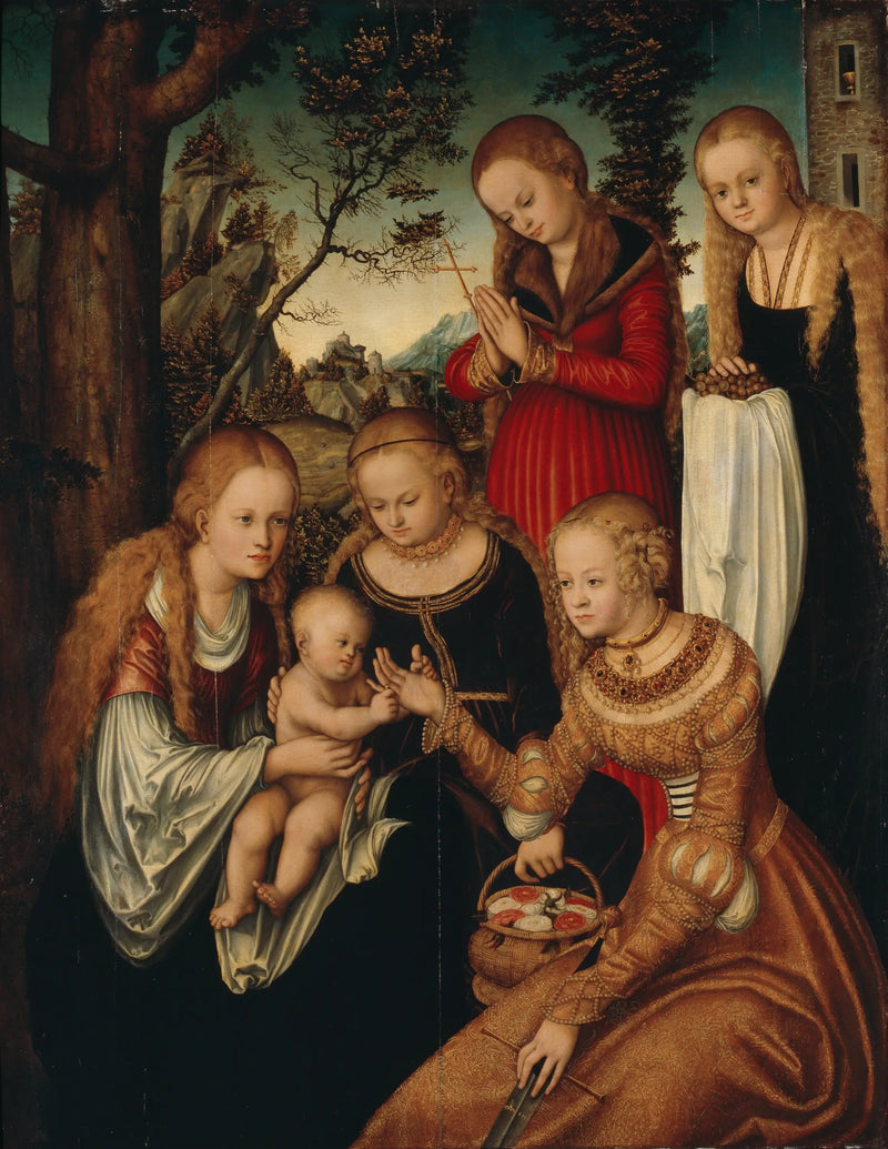 Huwelijk van Sint Catharina - Lucas Cranach de Oudere