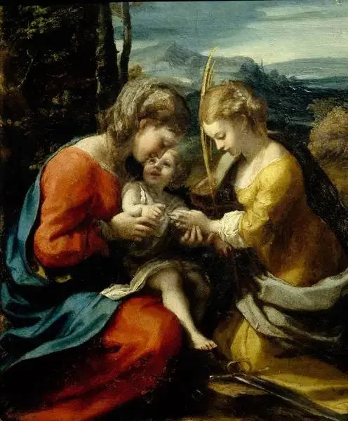 Mystieke bruiloft van Sint Catharina van Alexandrië (Capodimonte-museum) - Antonio da Correggio