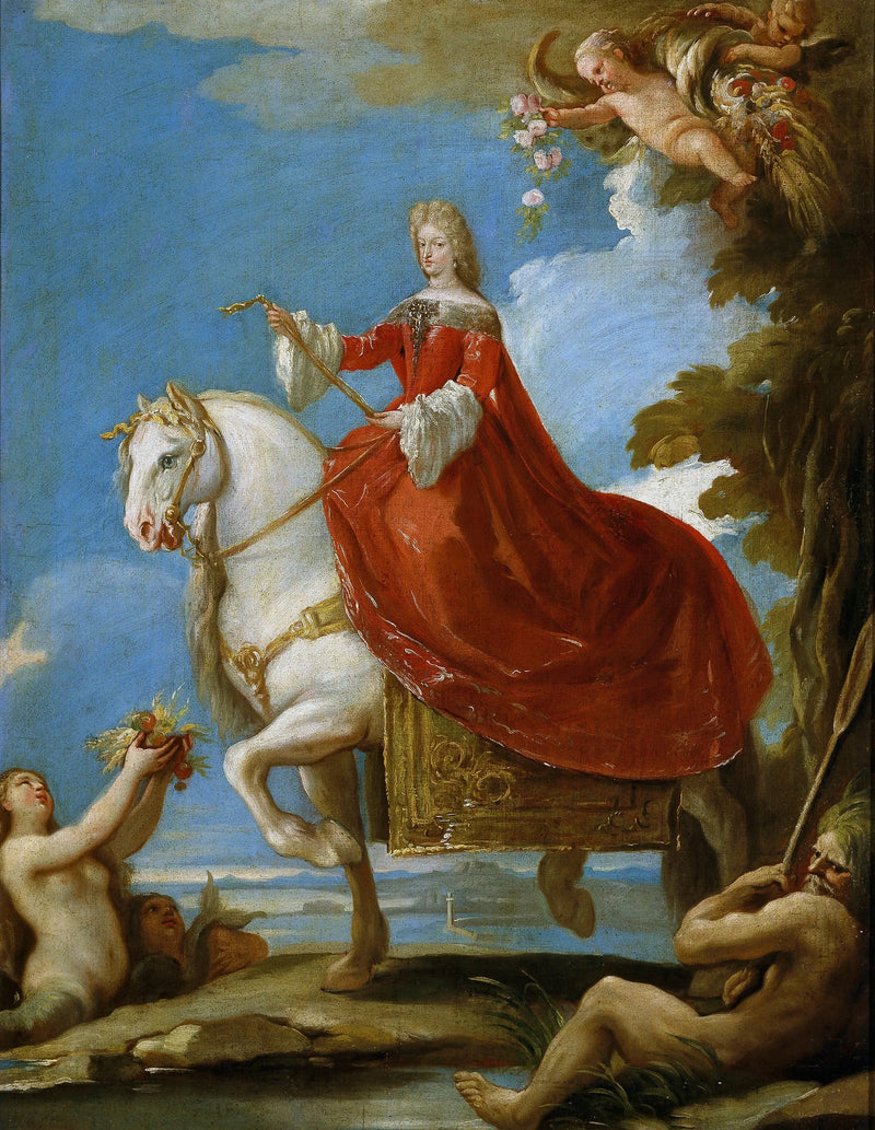 Marie-Anne de Neubourg, koningin van Spanje, te paard - Luca Giordano