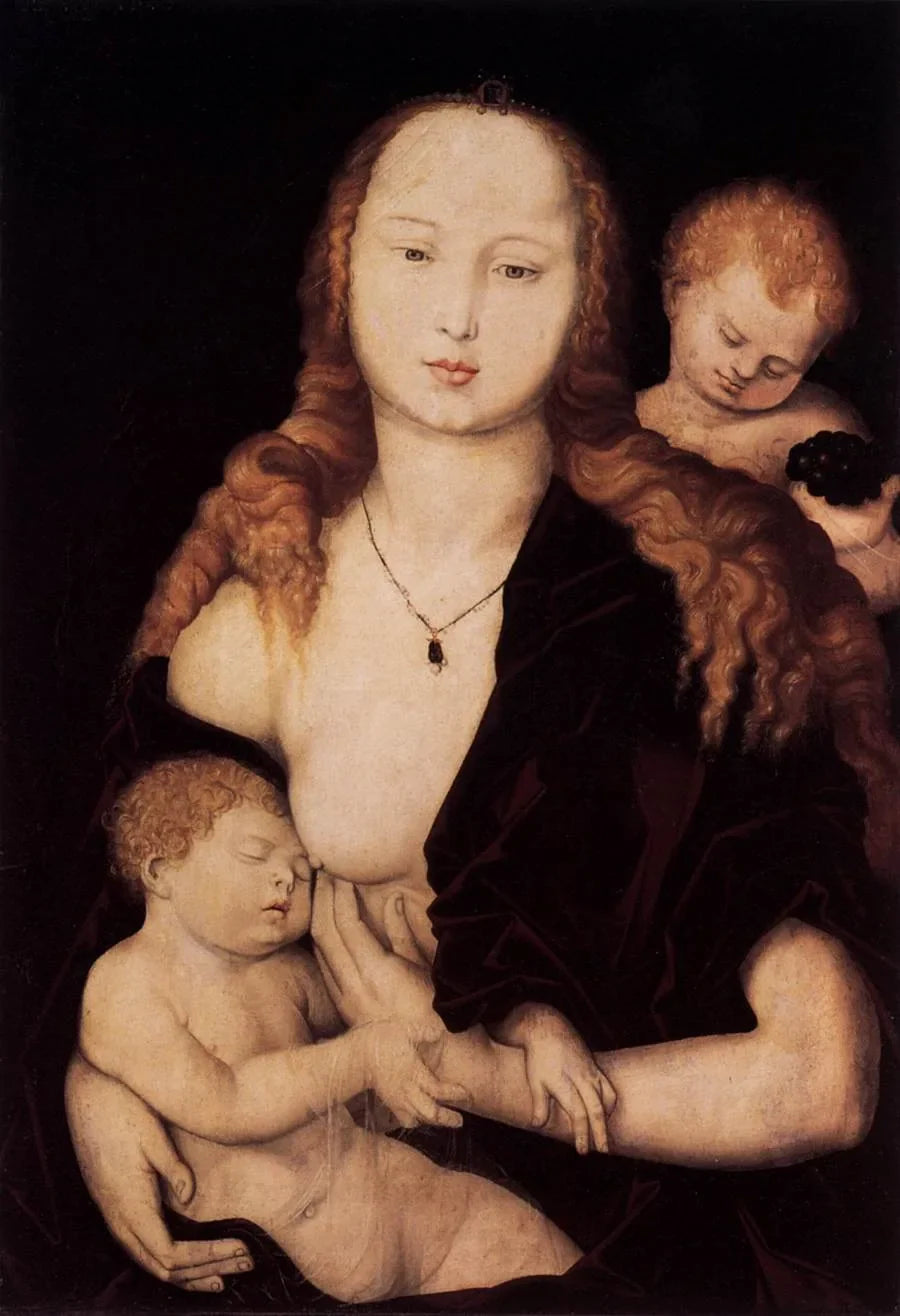 Maria met het Kind Jezus en een engel - Hans Baldung Grien