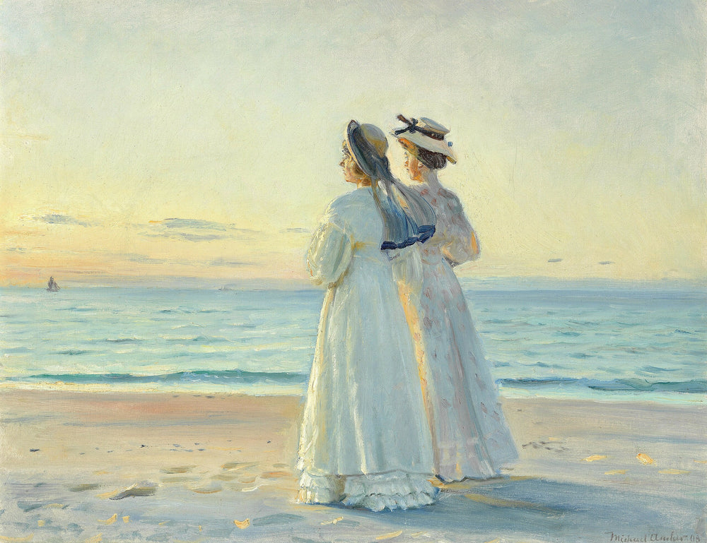 Marie Dinesen et Anna Bitch sur Skagen Nordstrand - Michael Peter Ancher image 1 reproduction réalisée par Alpha Reproduction