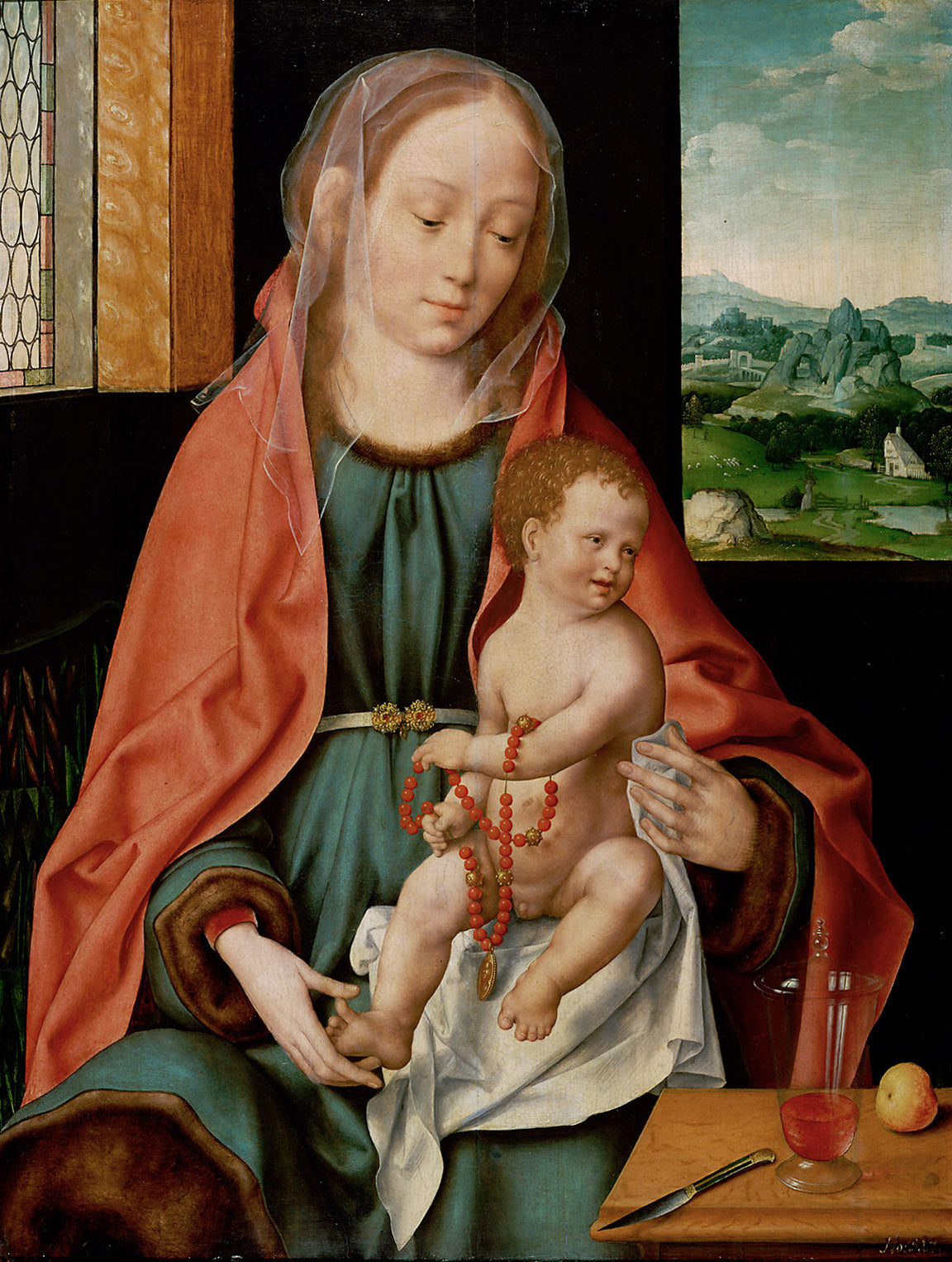 Marie enceinte - Joos van Cleve image 1 copie de tableau peinte à la main