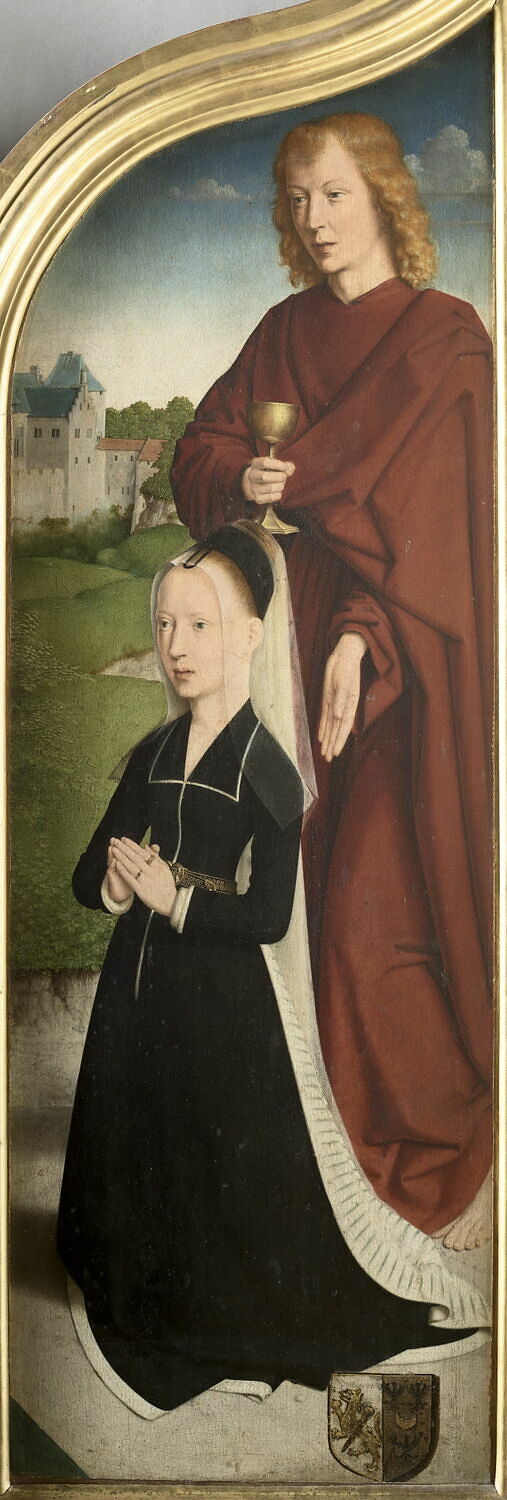 Marie, echtgenote van Jean de Sedano, in gebed met Sint Johannes de Evangelist; buitenkant: Eva, naakt - Gérard David