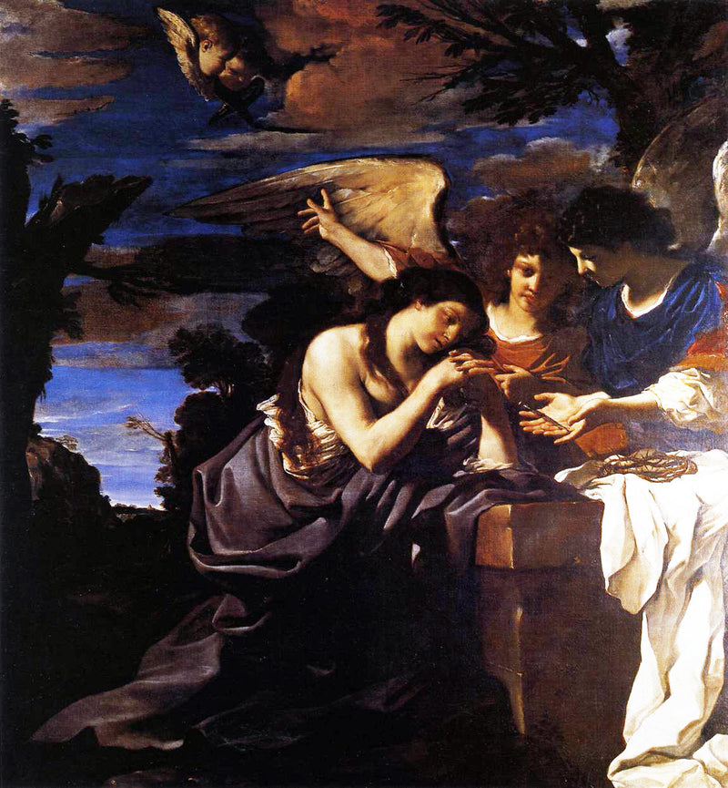 Maria Magdalena met twee engelen - Guercino