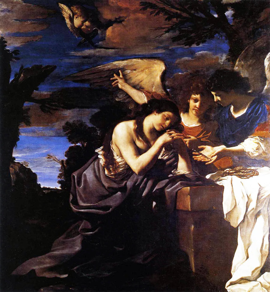 Maria Magdalena met twee engelen - Guercino