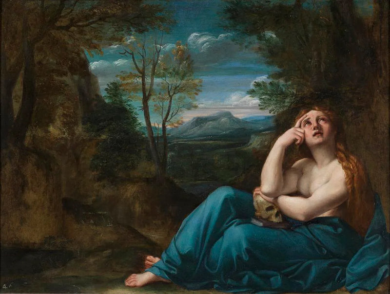 Maria Magdalena in een landschap - Annibale Carracci