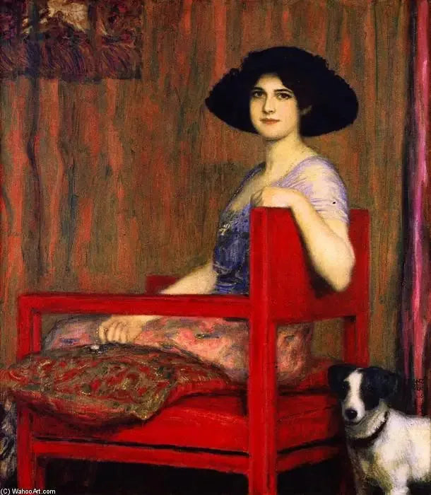 Marie op een rode stoel - Franz Von Stuck