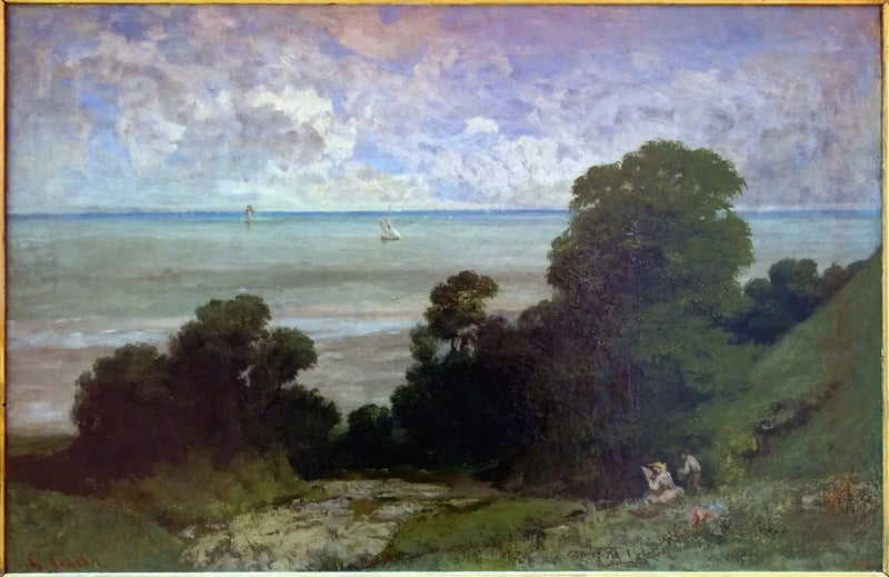 Marine of Uitzicht op Honfleur - Gustave Courbet