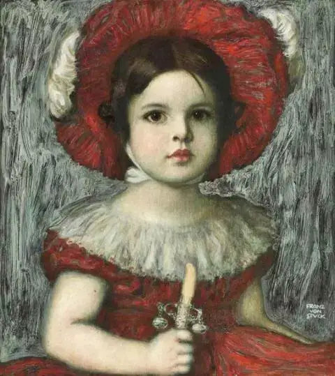 Mary, het meisje van de kunstenaar, met de rode hoed - Franz Von Stuck