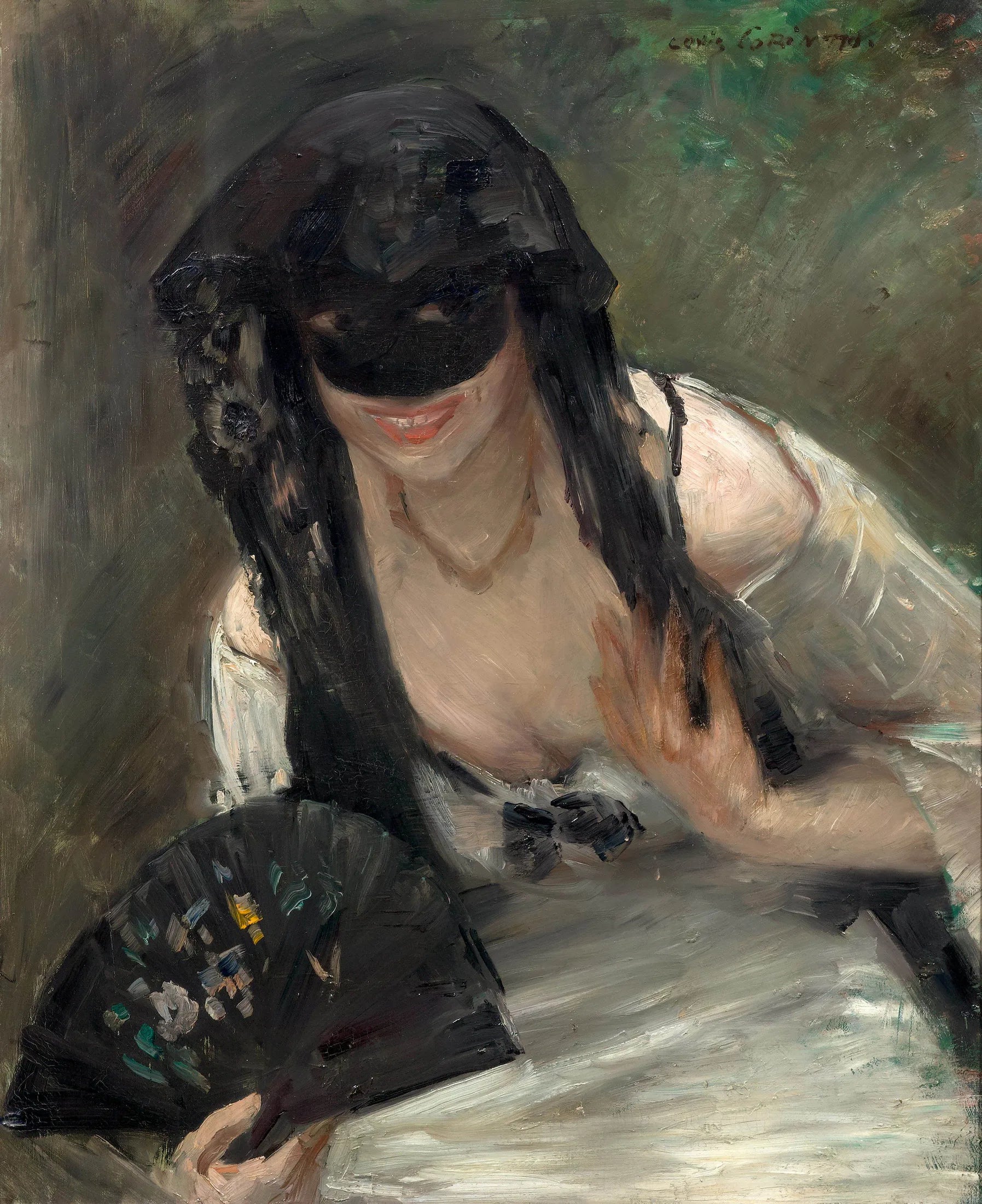 Masque dans une robe blanche - Lovis Corinth image 1 copie peinte à la main à l’huile
