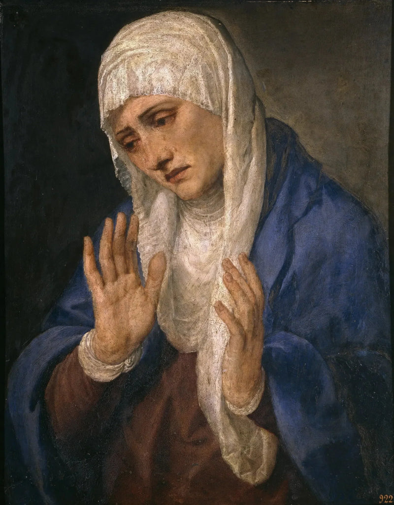 Mater Dolorosa met gespreide handen - Titian