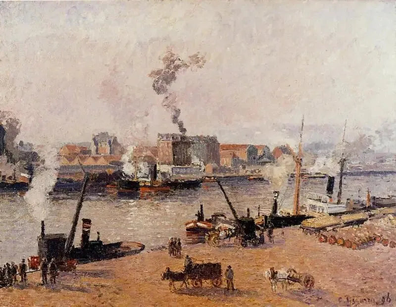 Mistige ochtend, Rouen - Camille Pissarro
