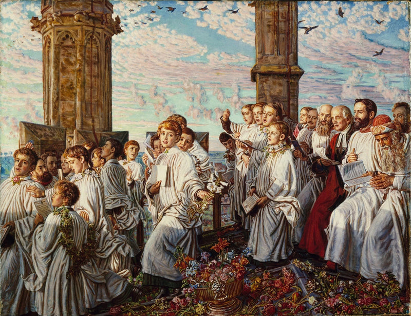 Ochtendemai op de toren van Magdalen College, Oxford, oude jaarlijkse ceremonie - William Holman Hunt