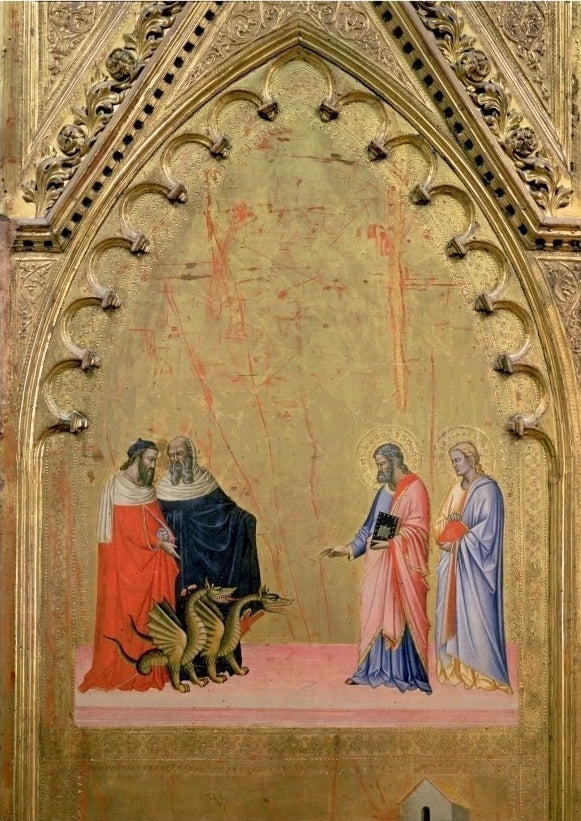 Matthew Quelling Dragon - Andrea Orcagna image 1 tableau peint à l’huile sur toile
