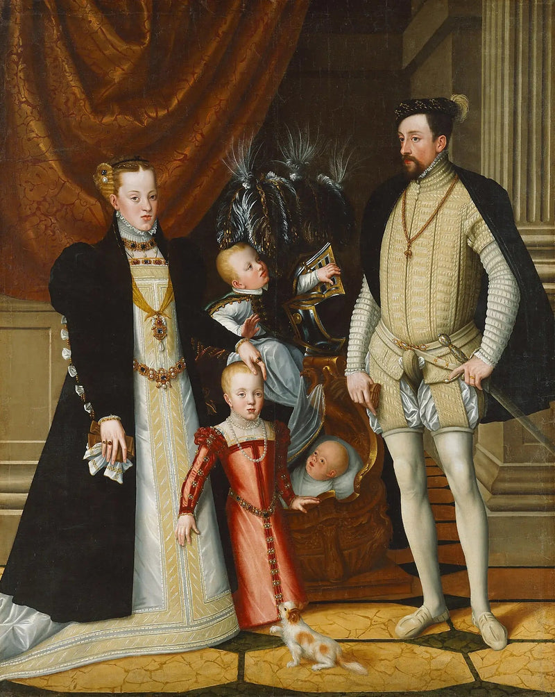 Maximiliaan II, zijn vrouw en drie kinderen - Giuseppe Arcimboldo