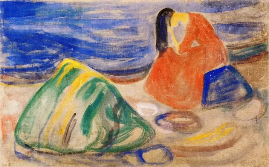 Melancholie. Vrouw die huilt op het strand - Edvard Munch