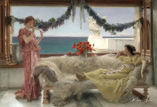 Mélodie sur une terrasse méditerranéenne - Lawrence Alma-Tadema Reproductions de tableaux à la peinture à l’huile