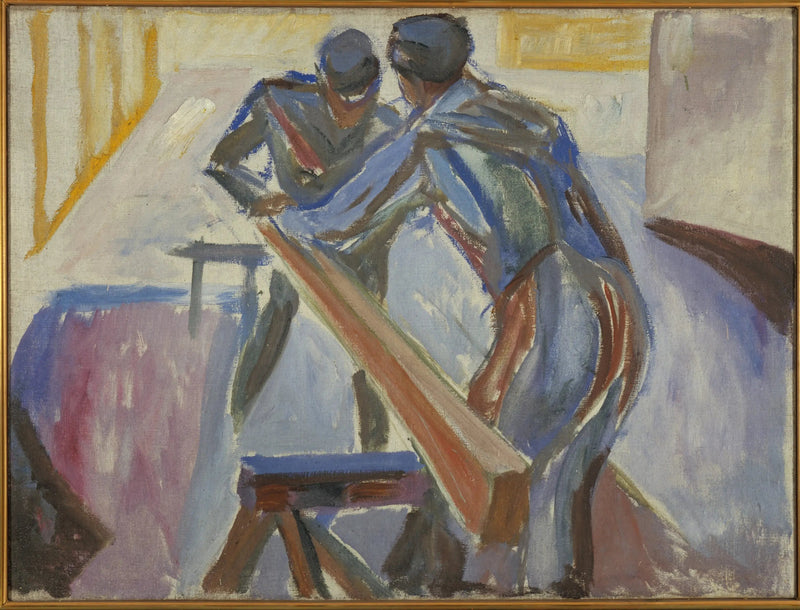 Houtbewerkers in de werkplaats - Edvard Munch