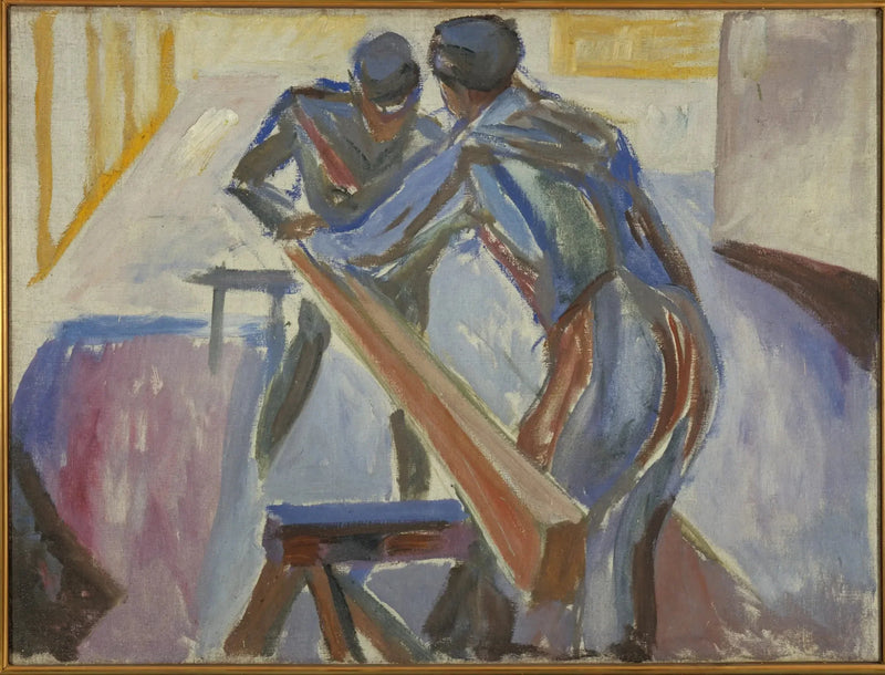 Houtbewerkers in de werkplaats - Edvard Munch