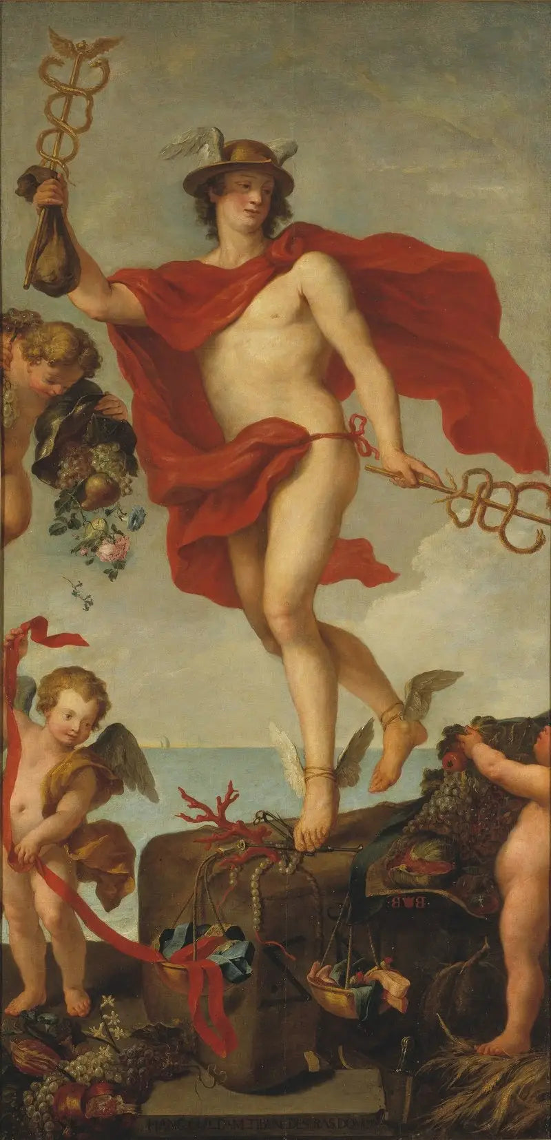 Mercuur vertrekkende uit Antwerpen. Fragment van een groter schilderij. - Peter Paul Rubens