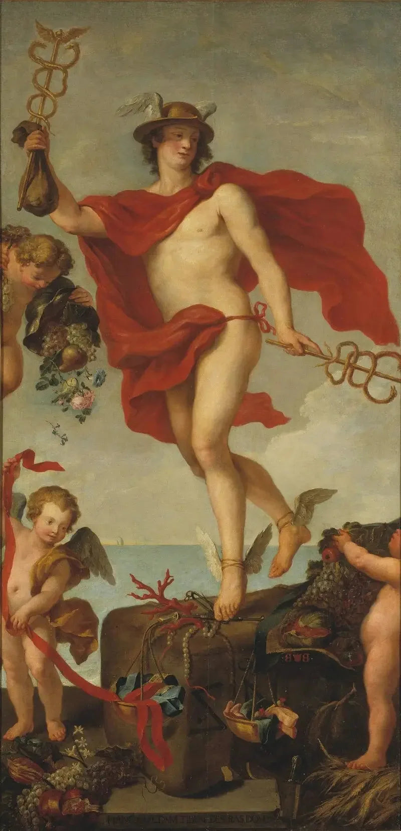 Mercuur vertrekkende uit Antwerpen. Fragment van een groter schilderij. - Peter Paul Rubens