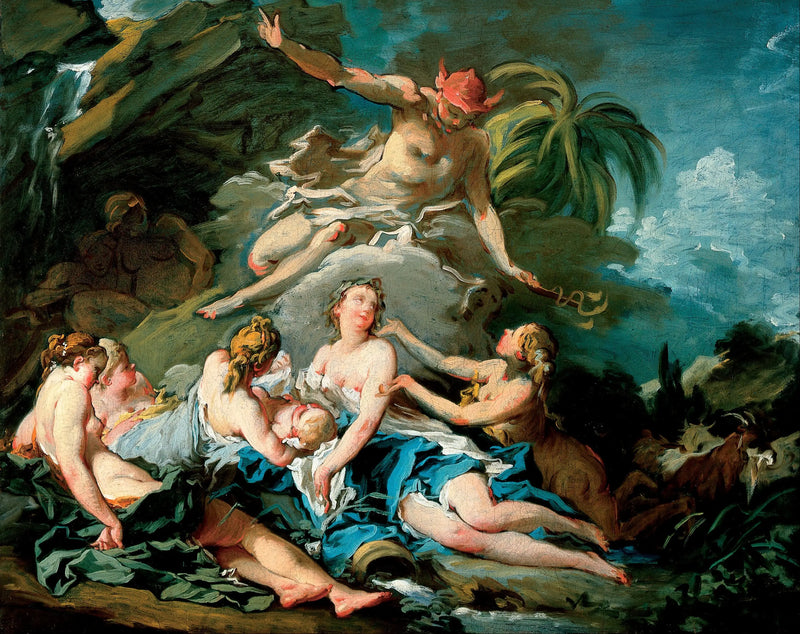 Vertrouwbare Mercuur de kind Bacchus aan de nimfen van Nysa - François Boucher