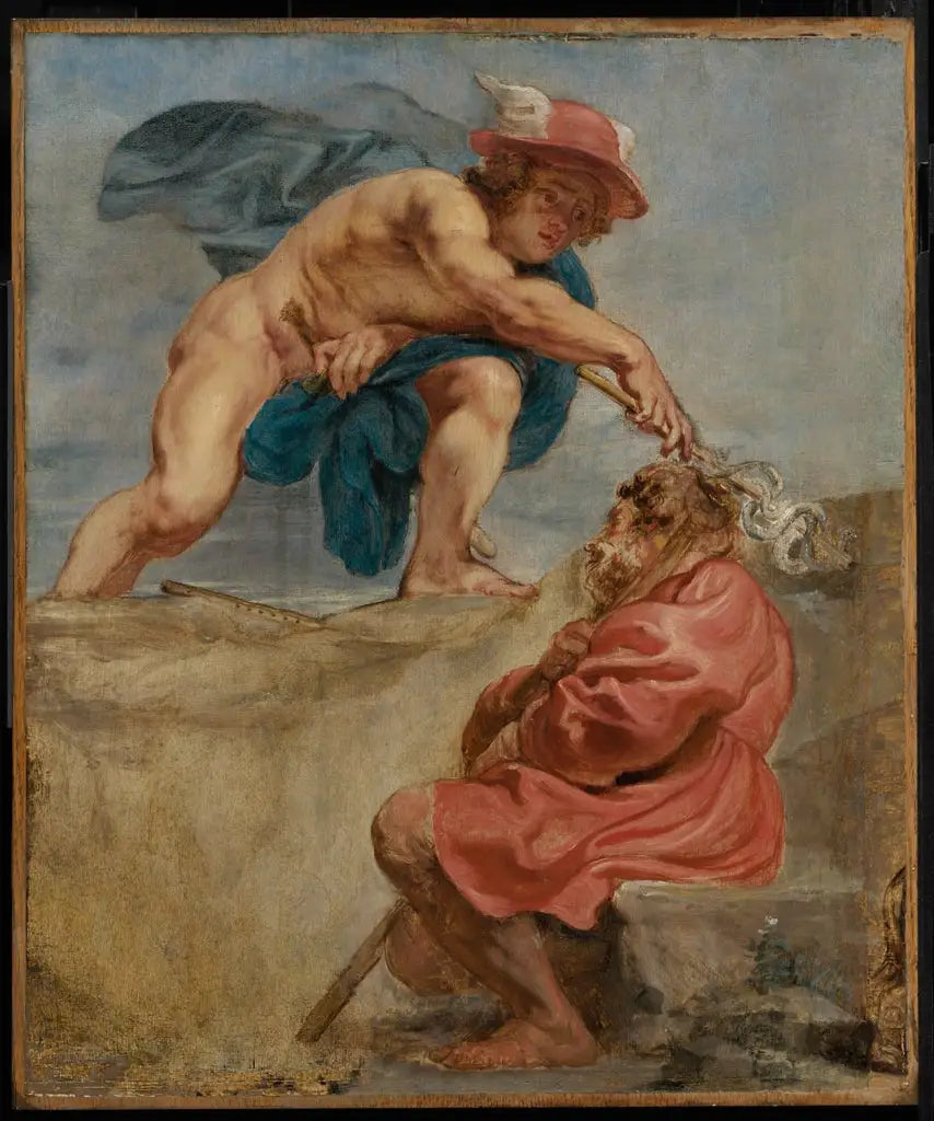 Mercuur en een slapende herder - Peter Paul Rubens