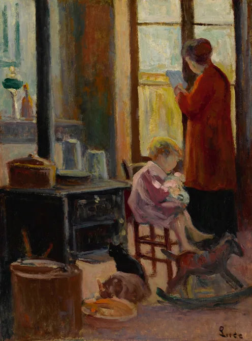 Moeder en kind in de keuken - Maximilien Luce
