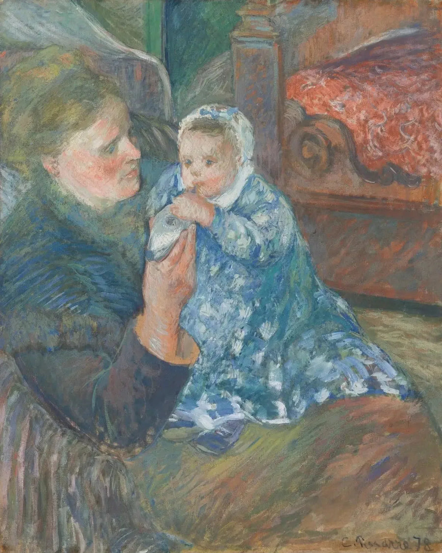 Moeder en kind (Julie Pissarro en zoon Ludovic-Rodolphe, ook wel Rodo genoemd) - Camille Pissarro